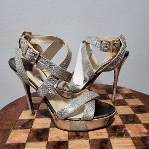 Jimmy Choo  glitter criss cross heels